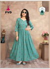 Sky Blue Latest Casual Wear Reyon Printed Long Gown 1003 